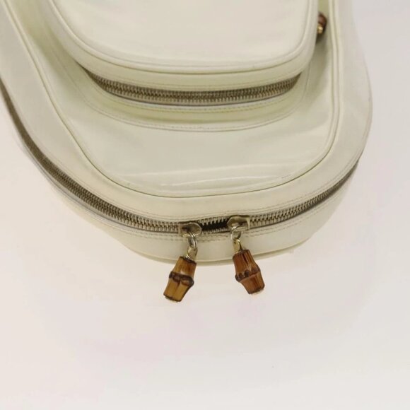 GUCCI Bamboo Body Bag Patent leather White Gold 003 3444 0127 Auth 137949 - Picture 7 of 15